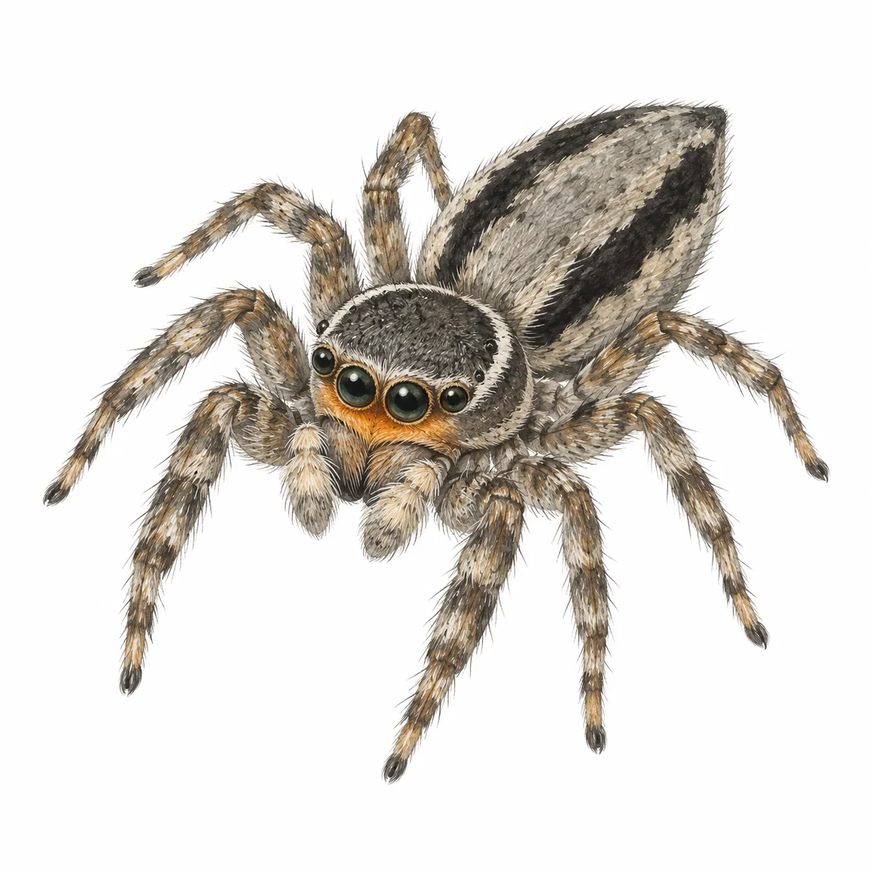 Araña saltarina gris de pared