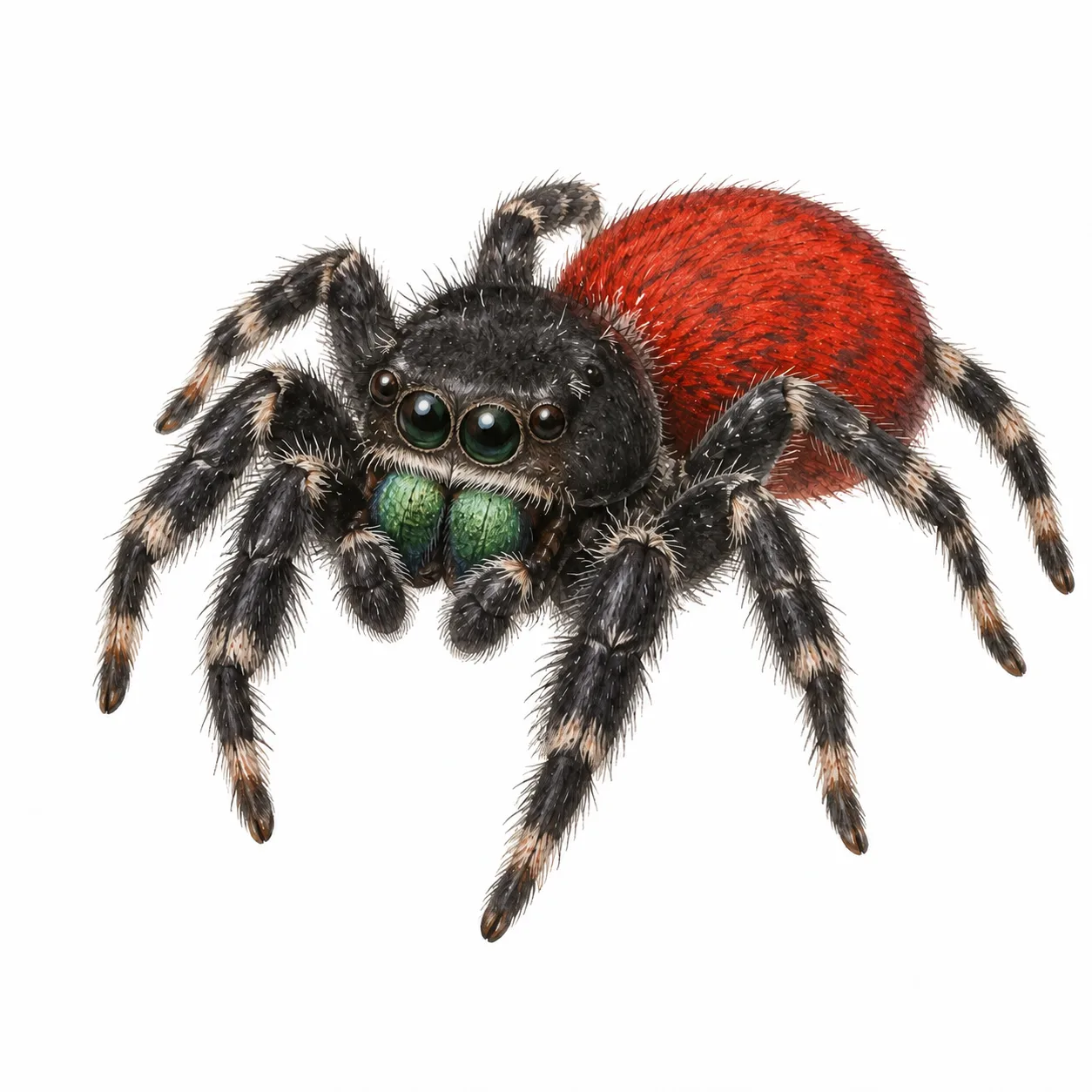 Araña saltarina de cola roja