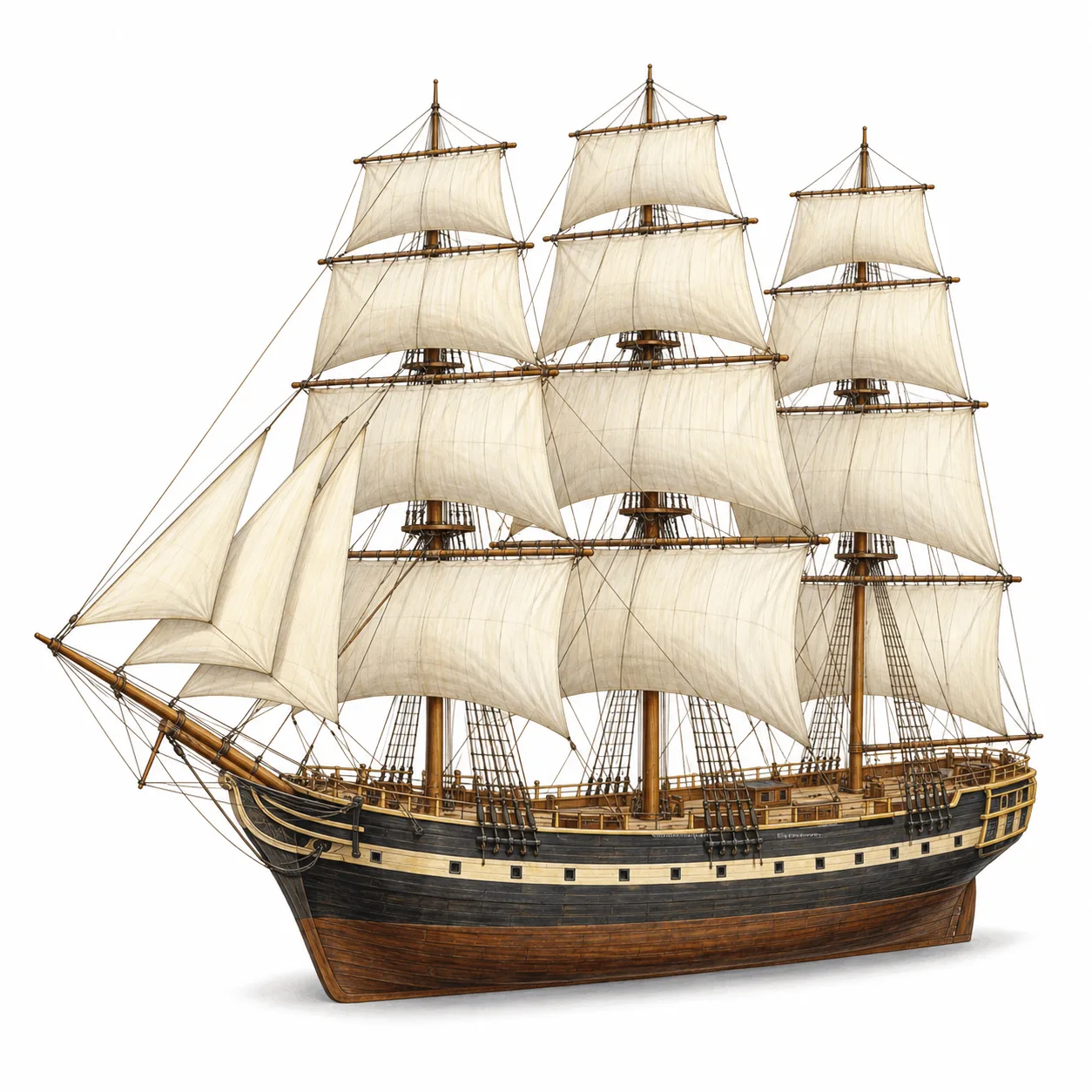 barco con aparejo completo